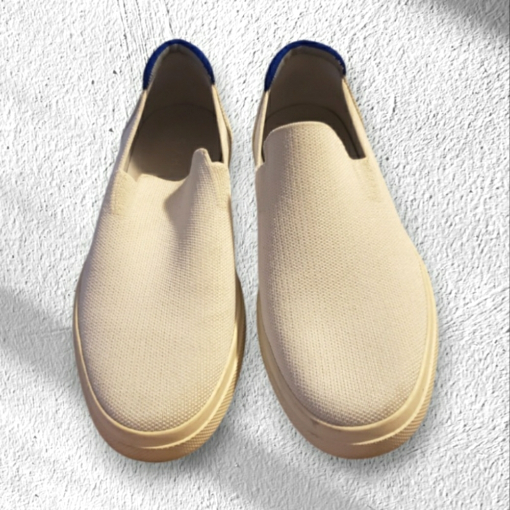 Rothy's Slip On Flat Off White Knit Shoes Unisex Men's 9, Women's 10.5